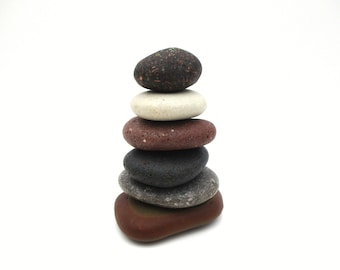 Great Lakes Beach Stone Cairn with Card #326, Stacked Standing Stones, Unique Nature Inspired Beach Art, Ladder to Heaven