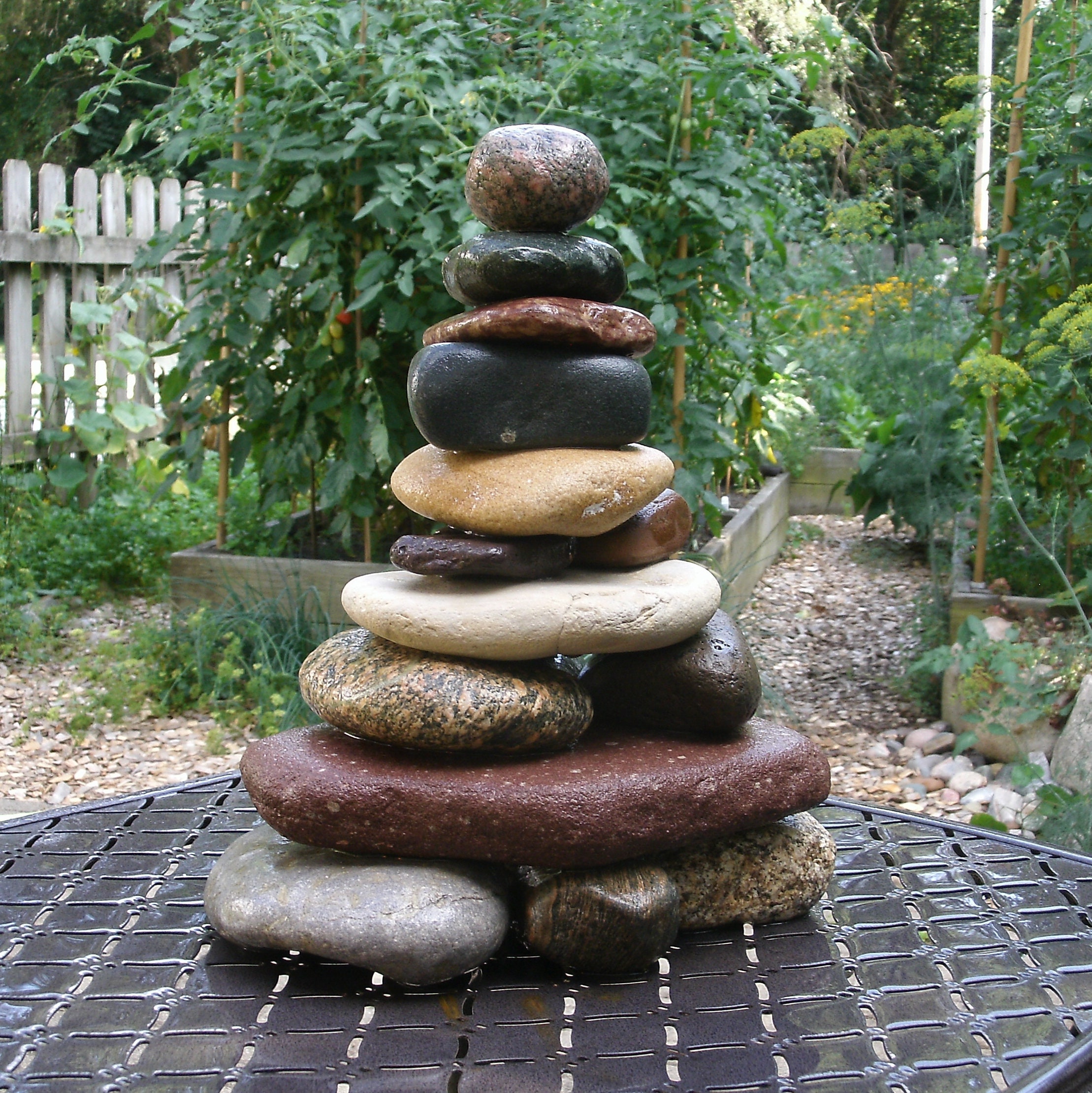 Large Garden Cairn from Lake Michigan & Superior Beach Stones, Re
