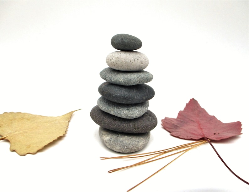 Stone Messenger Stacked Stones Natural Lake Michigan Beach Stone Cairn Sculpture #548 Stone Cottage Art Tiny Stone Cairn Rock Cairn