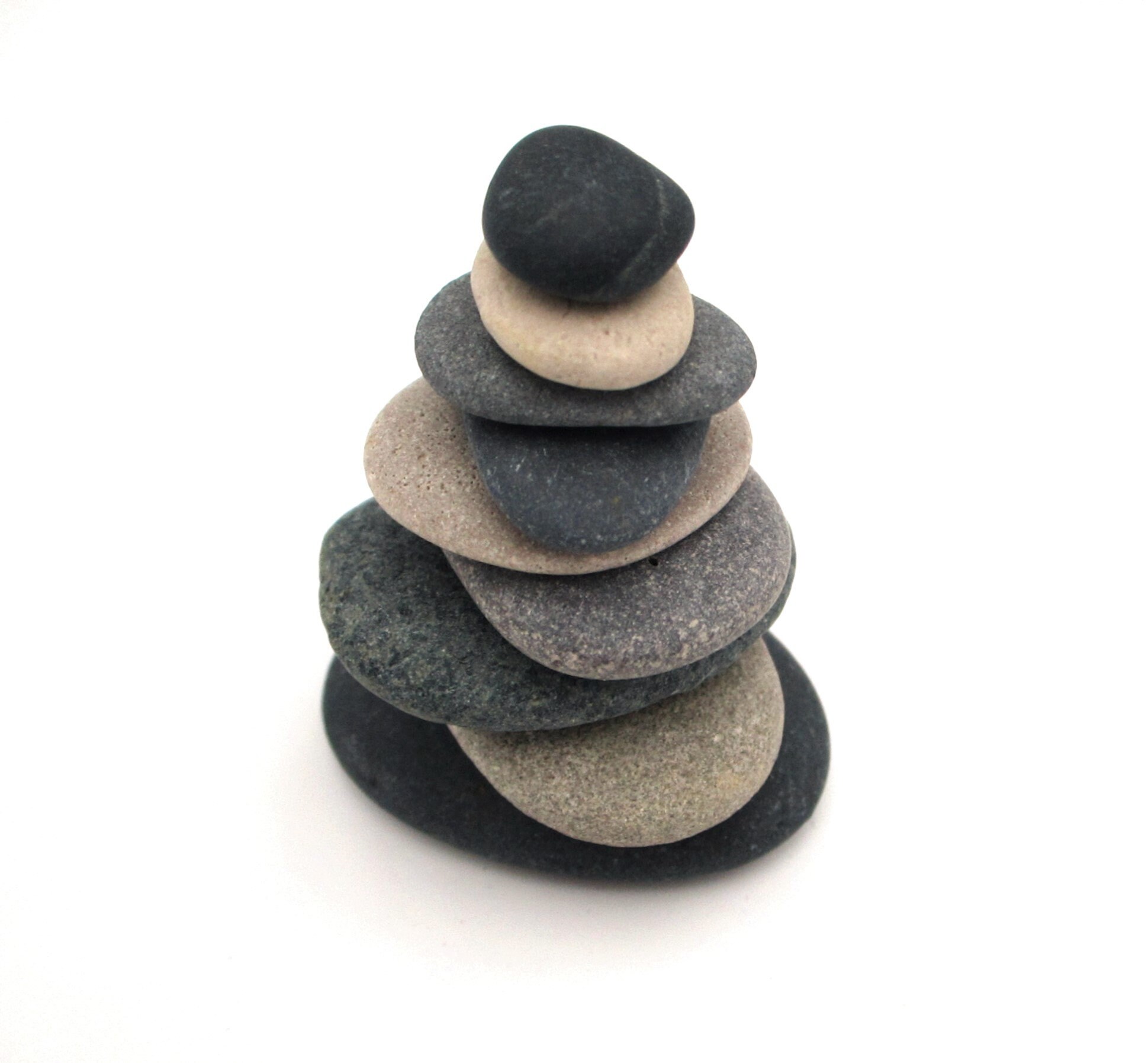 Small Pebble Beach Stone Cairn, Natural Lake Michigan Rock Cairn Marker 522, Unique Stacked