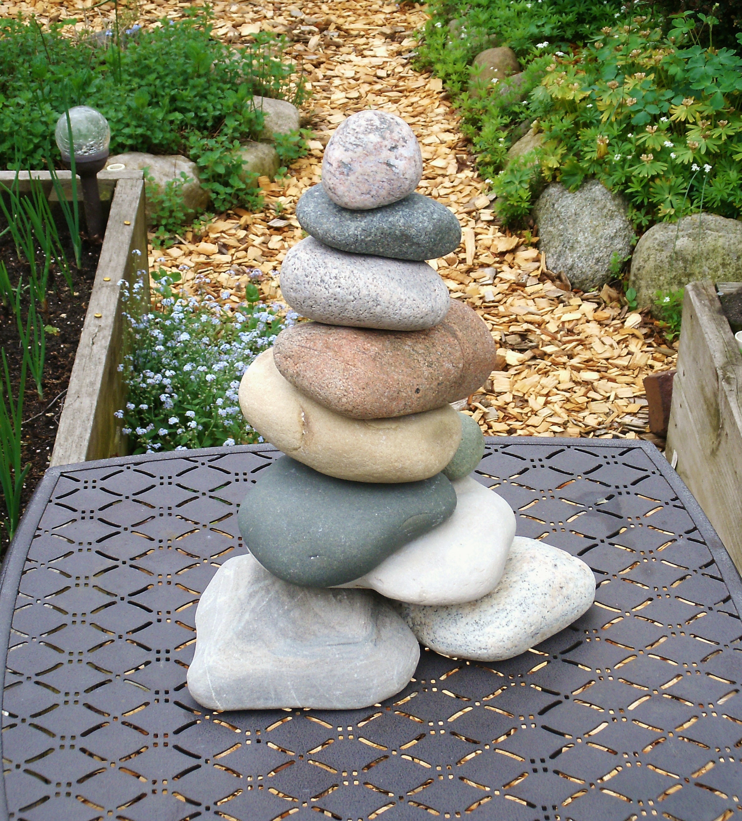 Garden Cairn, Lake Michigan Leelanau ReStackable Beach Stone Cairn