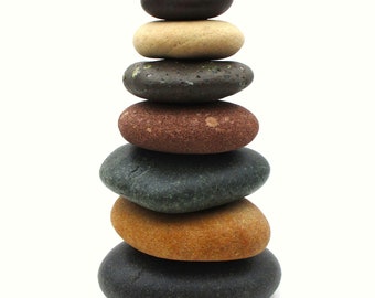 Large Colorful Lake Superior and Lake Michigan Stone Cairn #494 with Card, Unique, Meaningful & Sustainable Gift, Office and Cottage Decor