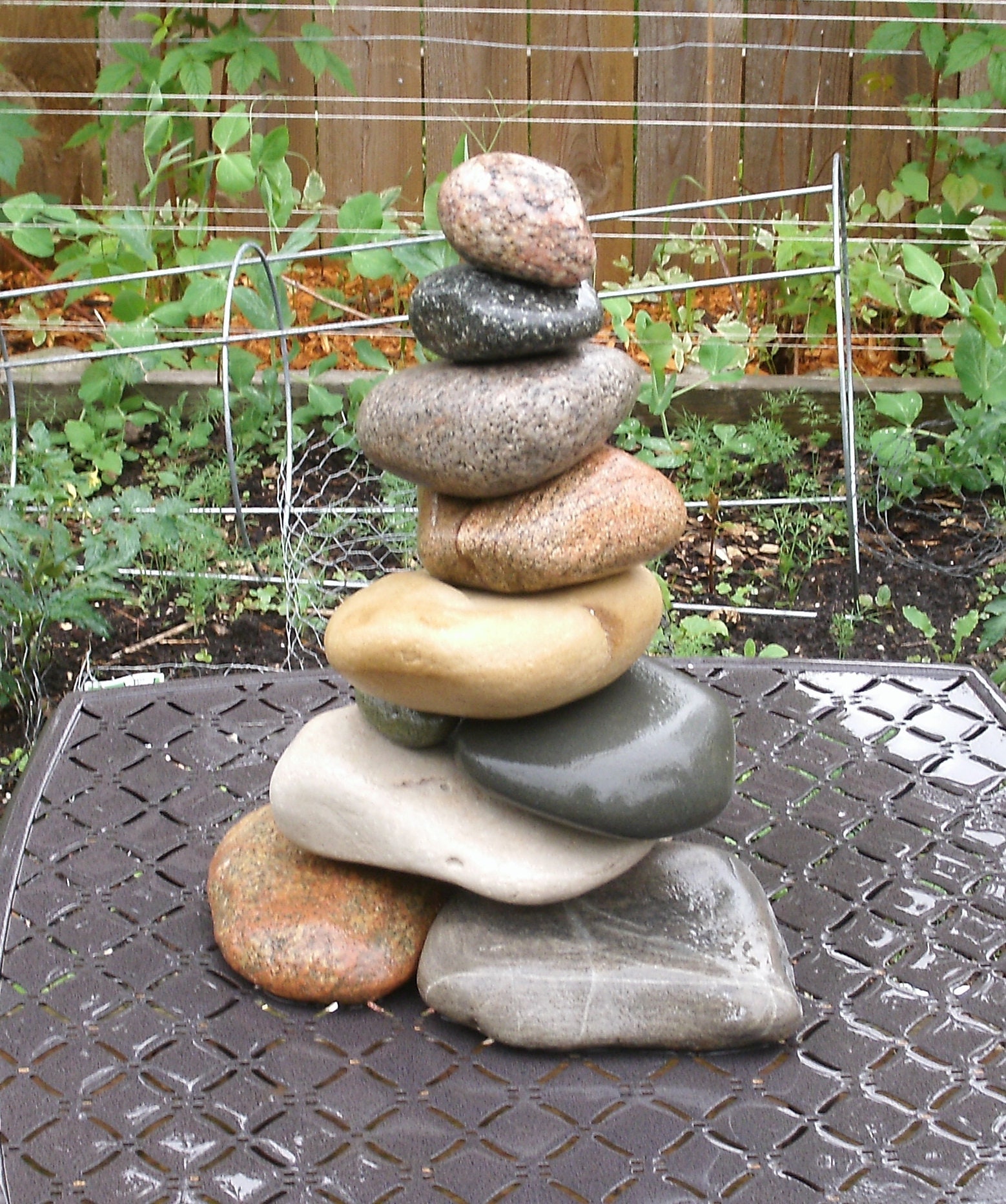 Garden Cairn, Lake Michigan Leelanau ReStackable Beach Stone Cairn Sculpture, Rock Cairn