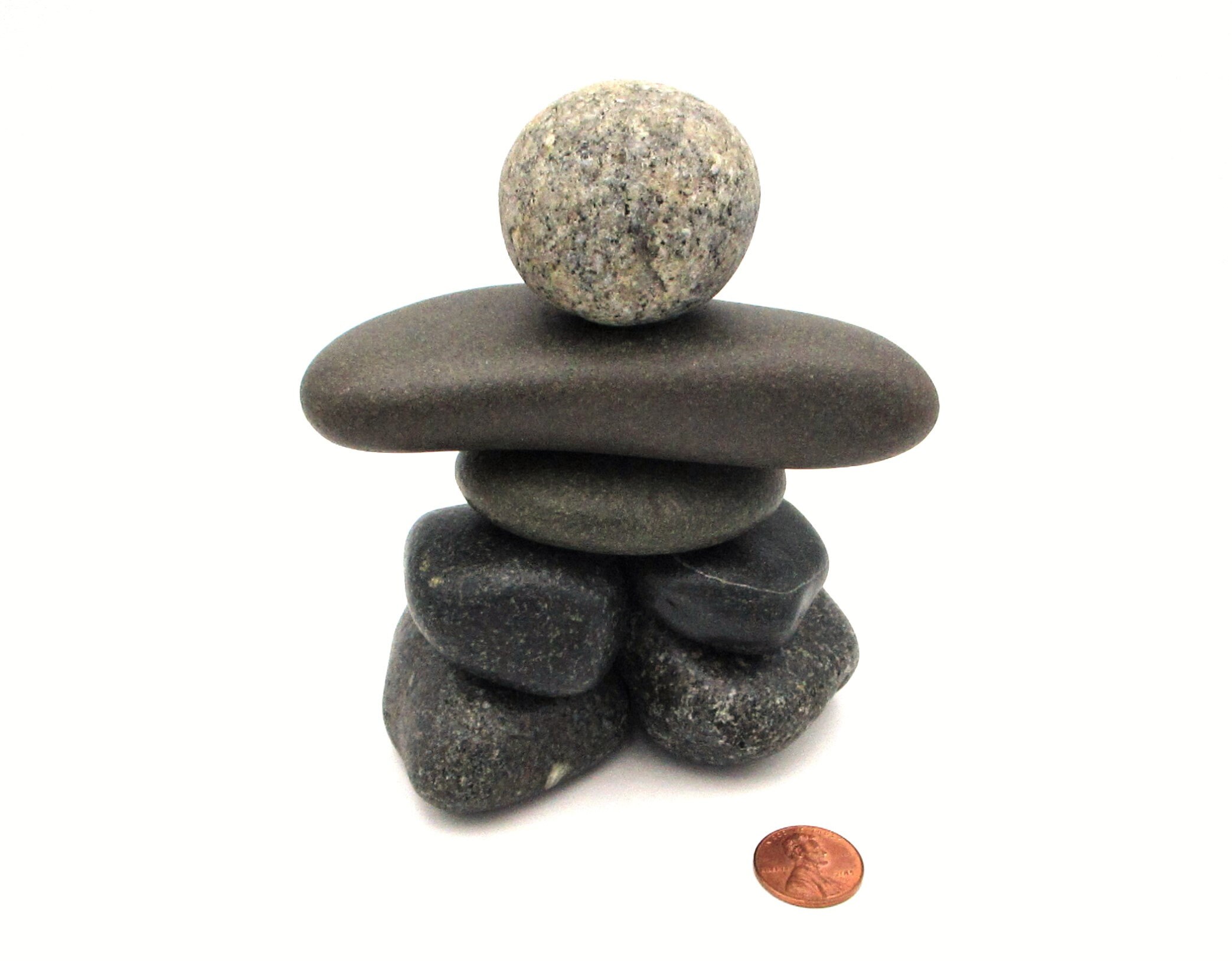 Inukshuk Rock Cairn from Lake Superior and Lake Michigan, Stone Man