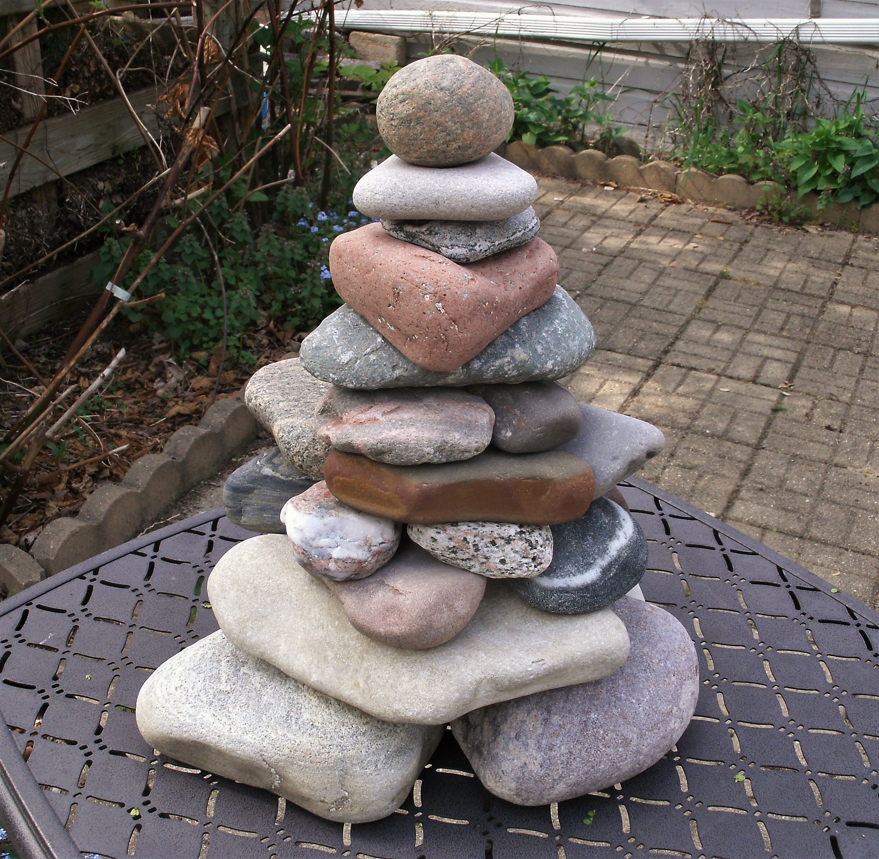 Garden Cairn, ReStackable Beach Stone Cairn Sculpture, Rock Cairn for