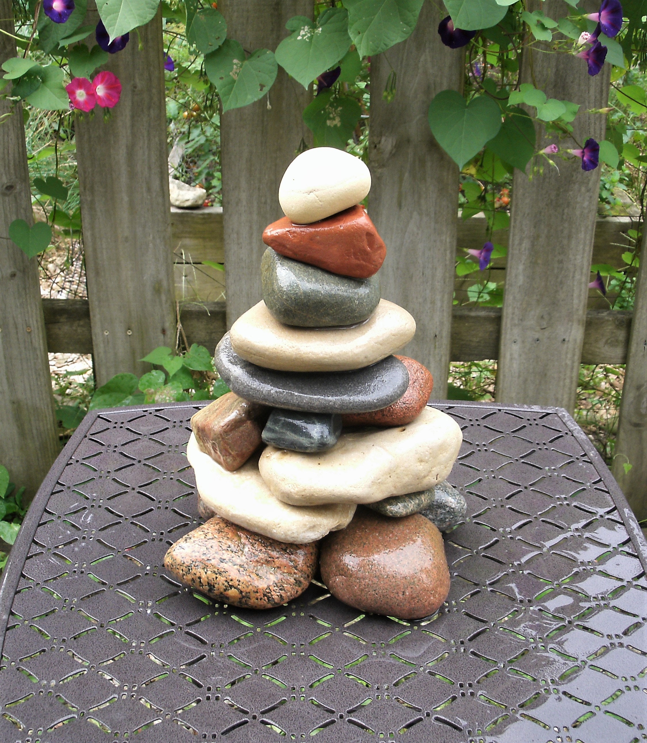 Garden Cairn, Lake Michigan Leelanau ReStackable Beach Stone Cairn