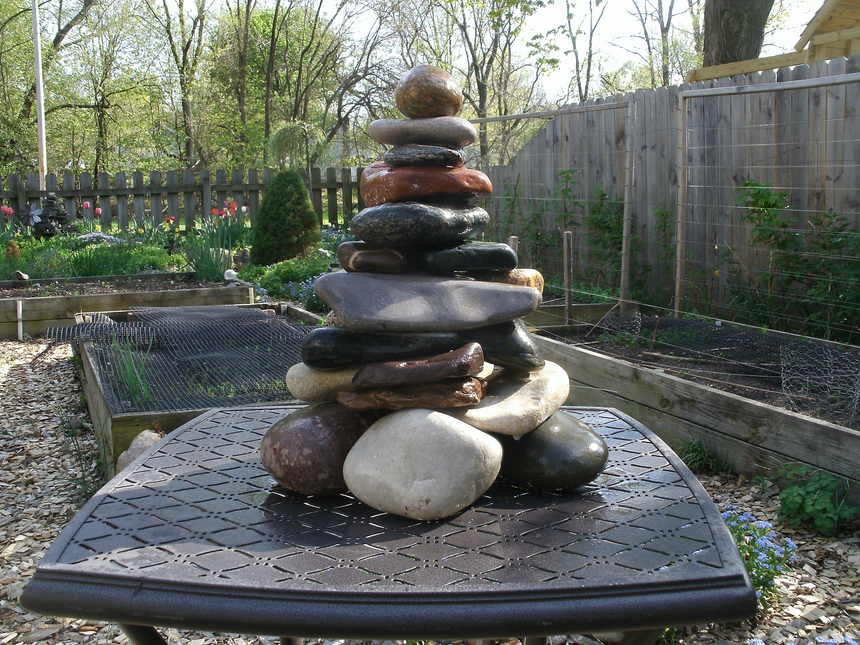 Garden Cairn, ReStackable Beach Stone Cairn Sculpture, Rock Cairn for