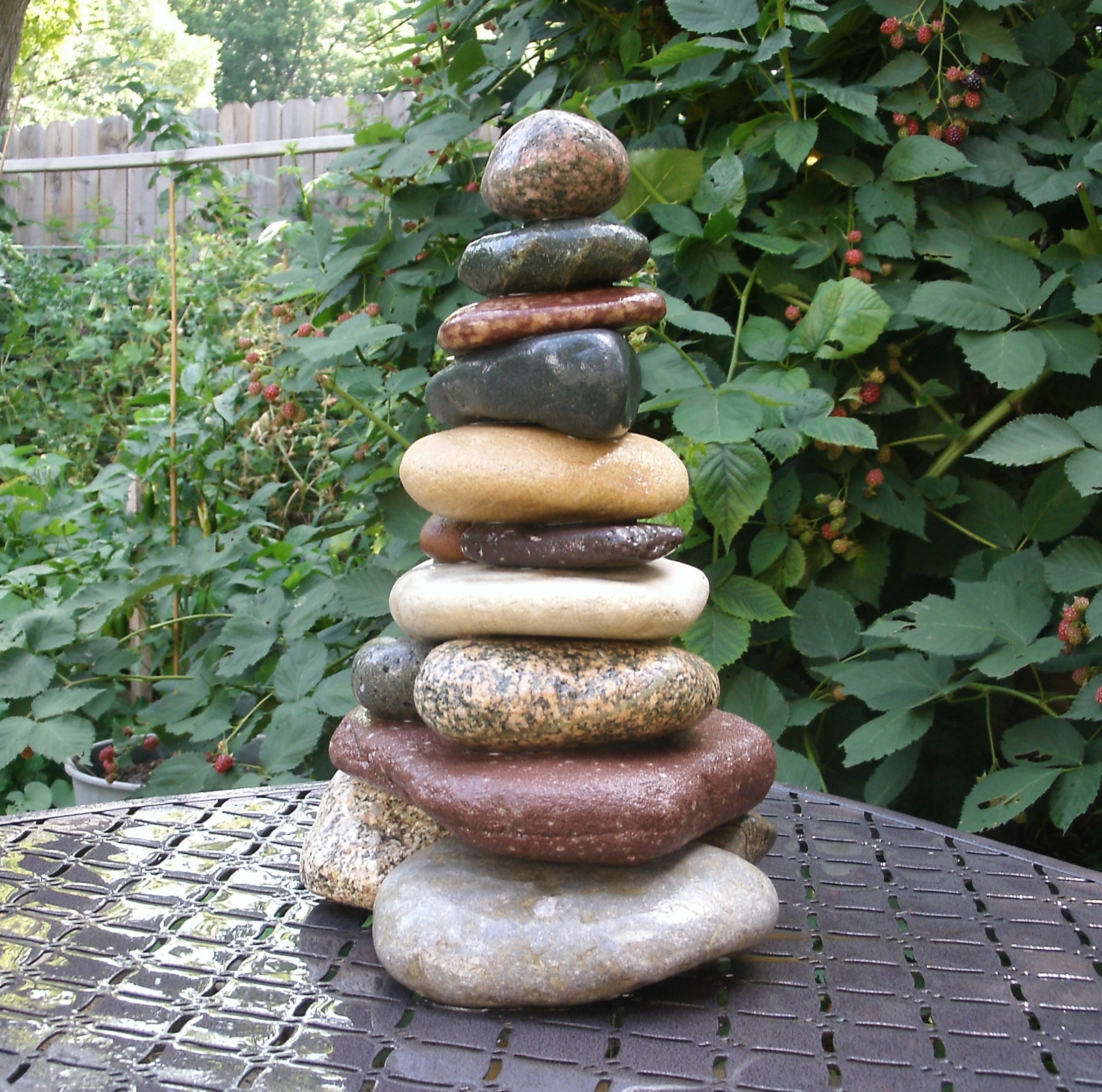 Large Garden Cairn from Lake Michigan & Superior Beach Stones, Re