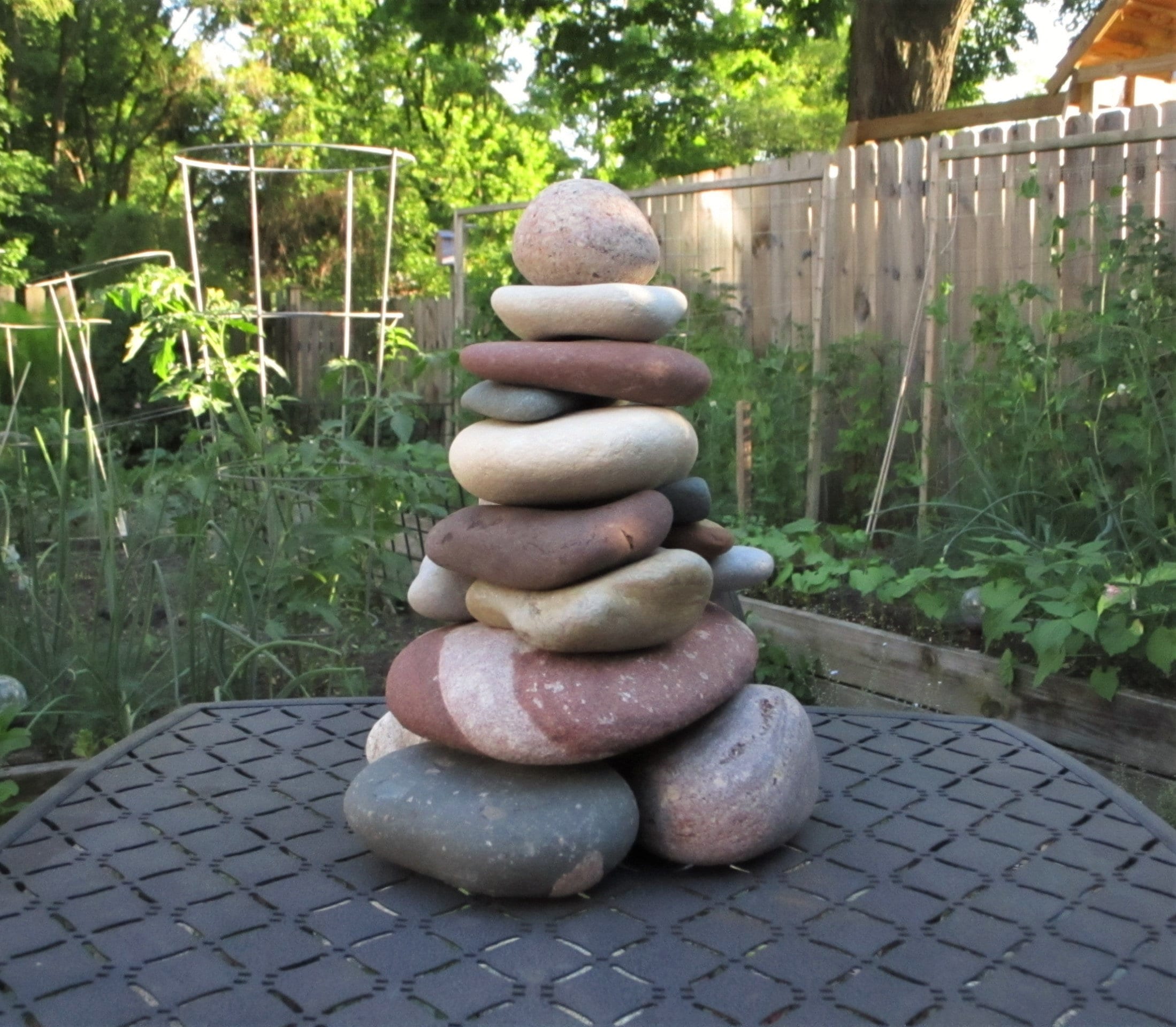 Garden Cairn, ReStackable Beach Stone Cairn Sculpture, Rock Cairn for