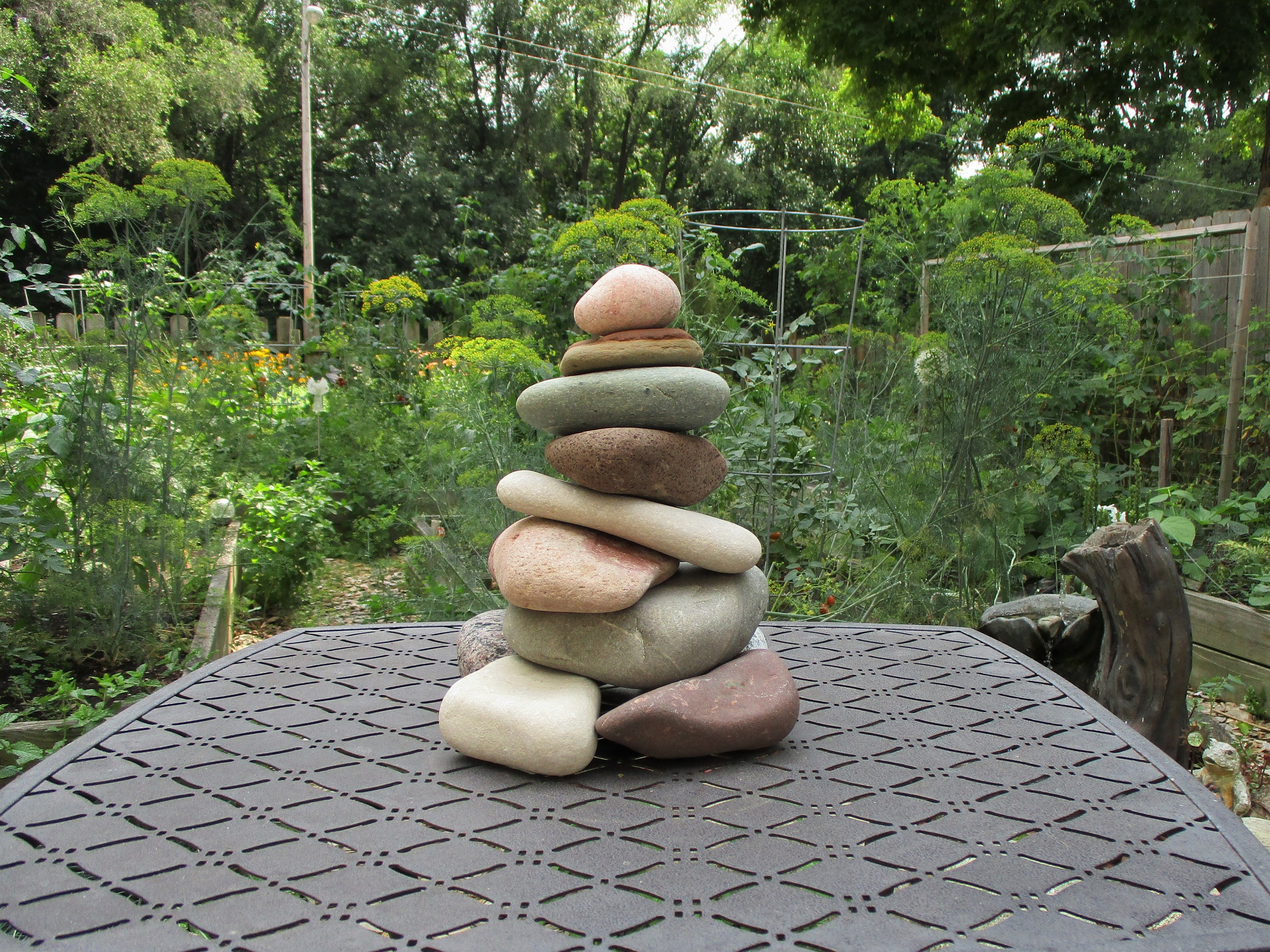 Large Rock Garden Cairn, ReStackable Beach Stone Cairn, Lake Michigan
