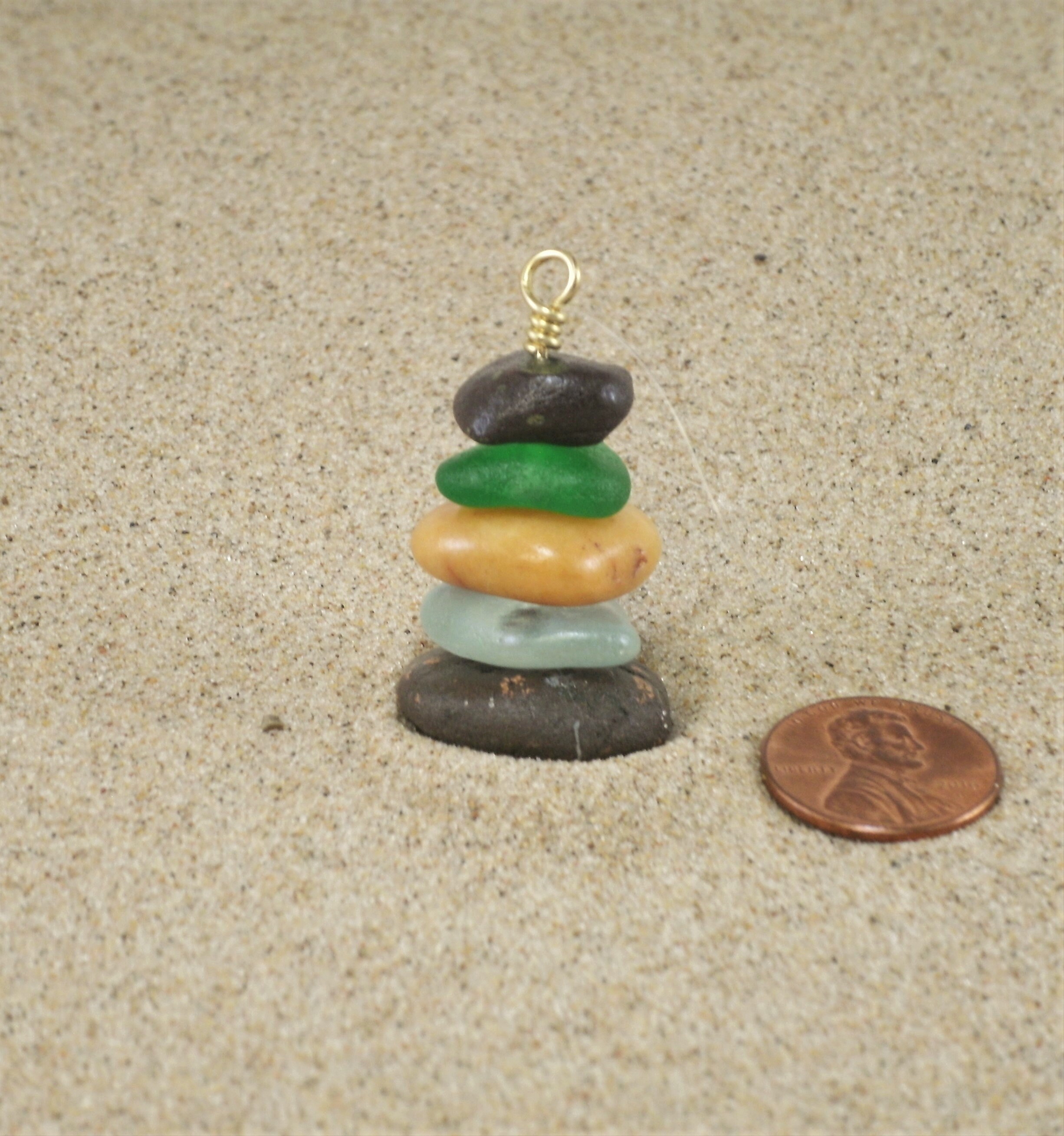 Lake Superior Stone and Beach Glass Christmas Ornament, Lake Superior