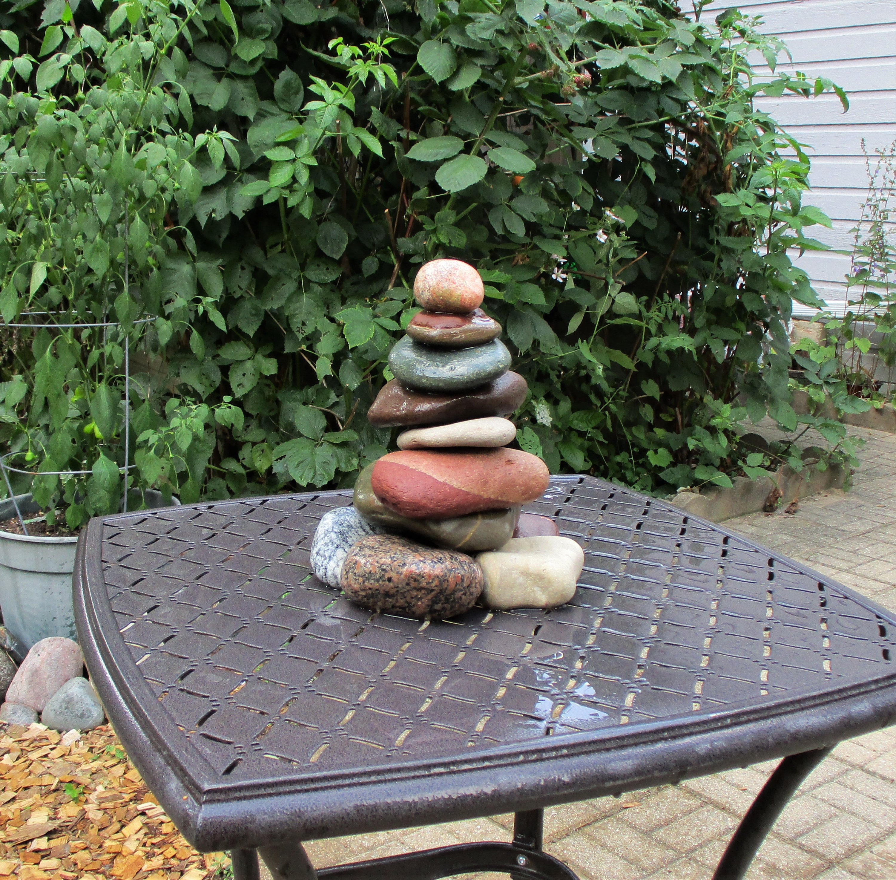 Large Rock Garden Cairn, ReStackable Beach Stone Cairn, Lake Michigan