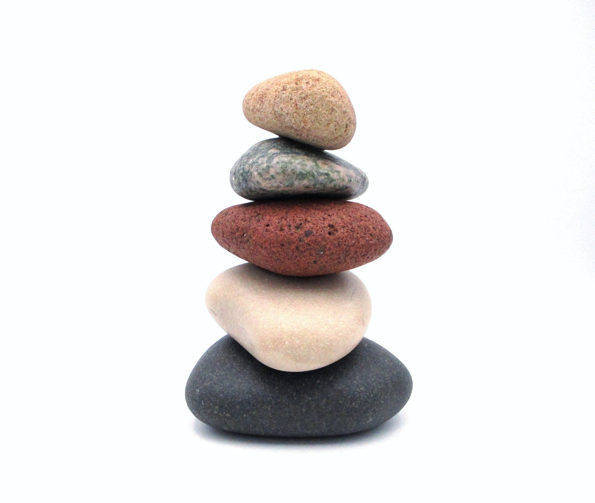 Rock Cairn for Home or Office, Pure Michigan Beach Stone Cairn #96, Natural Stone Stack Cairn ...