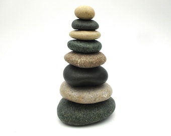 Zen Style Beach Stone Cairn Sculpture from Lake Michigan #574, Stone Messenger, Rock Cairn Cottage Art
