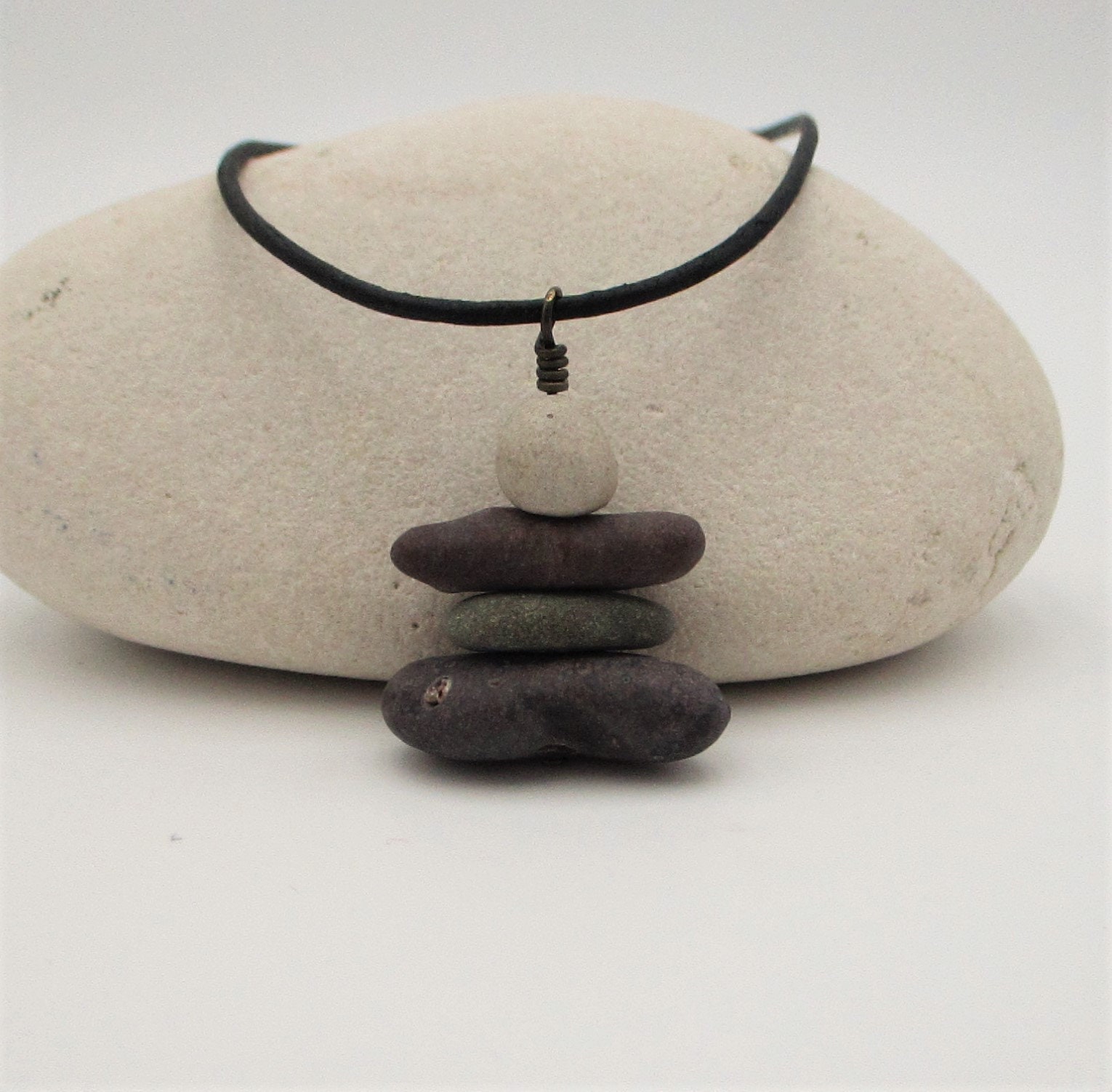 Inukshuk Stone Pendant from Lake Superior, Colorful Inukshuk Pebble