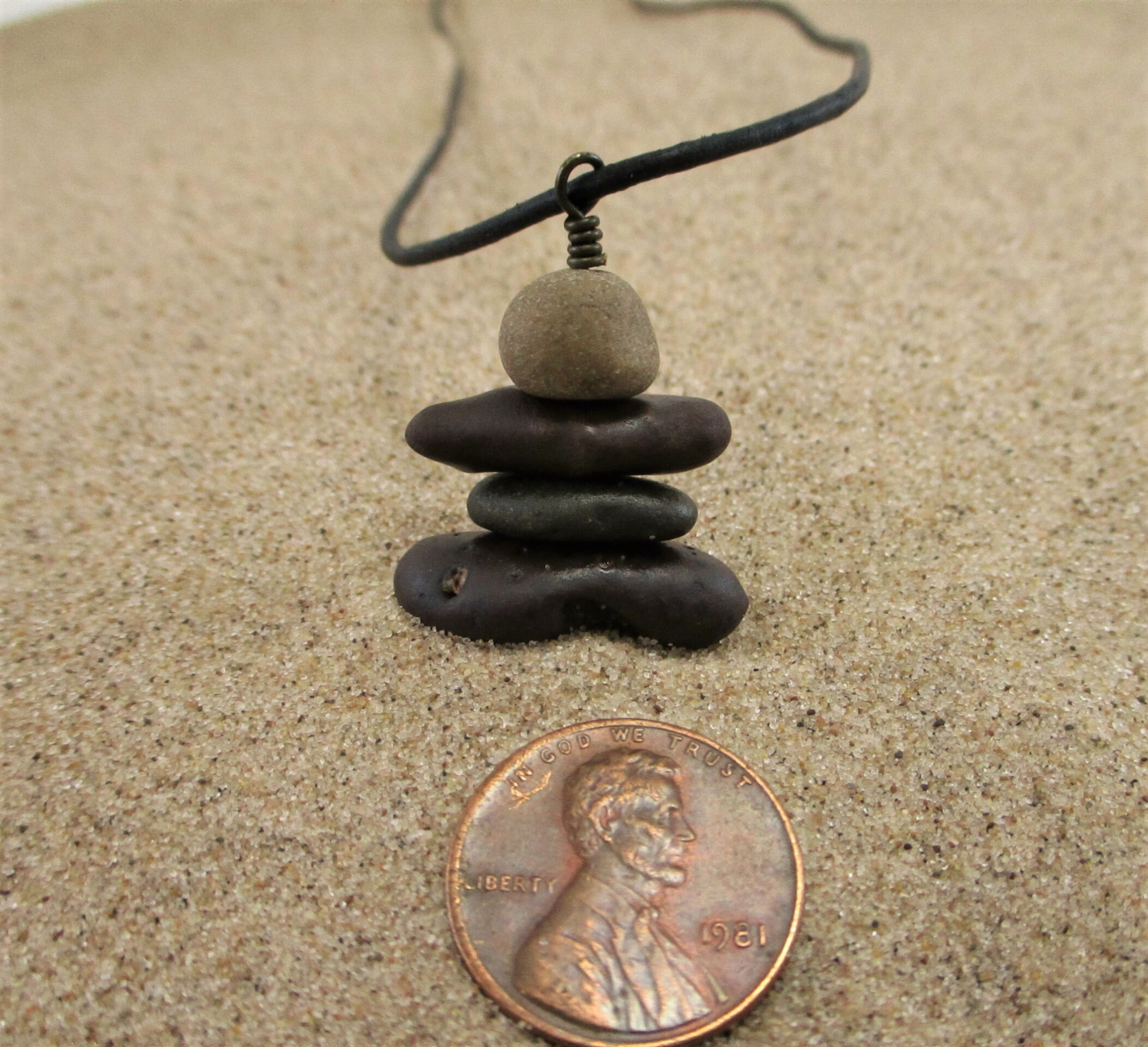 Inukshuk Stone Pendant from Lake Superior, Colorful Inukshuk Pebble