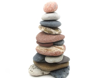 Rock Balancing Kit - Restackable Beach Stone Cairn: Office Desk Zen Meditation, Stress Relief Gift, Lake Michigan and Lake Superior
