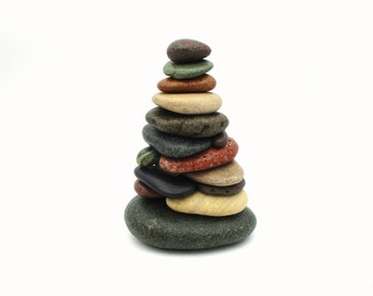 Stone Cairn with Driftwood and Beach Glass, Nature Themed Office Art, Lakes Michigan & Superior Rock Cairn #466, Unique Cottage Decor