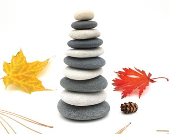Desktop Zen Balance Stones, Small Re-Stackable Beach Pebble Cairn for Office Desk, Meditative Stress Relief, Unique Lake Michigan Gift