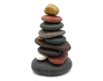 Intricate Stone Cairn Marker #518 with Card from Lakes Michigan and Superior, Unique, Meaningful & Sustainable Gift Decor for Home or Office