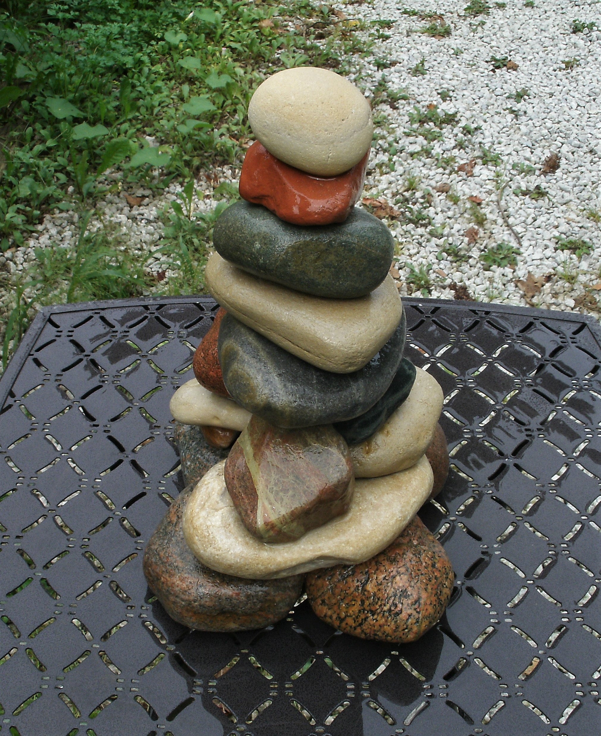 Garden Cairn, Lake Michigan Leelanau ReStackable Beach Stone Cairn Sculpture, Rock Cairn