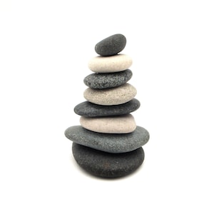 Stone and Driftwood Cairn Stone Cottage Decor Beach Rock Stacks Zen Stone Stack Nature Themed Office Art Pure Michigan Rock Cairn #163
