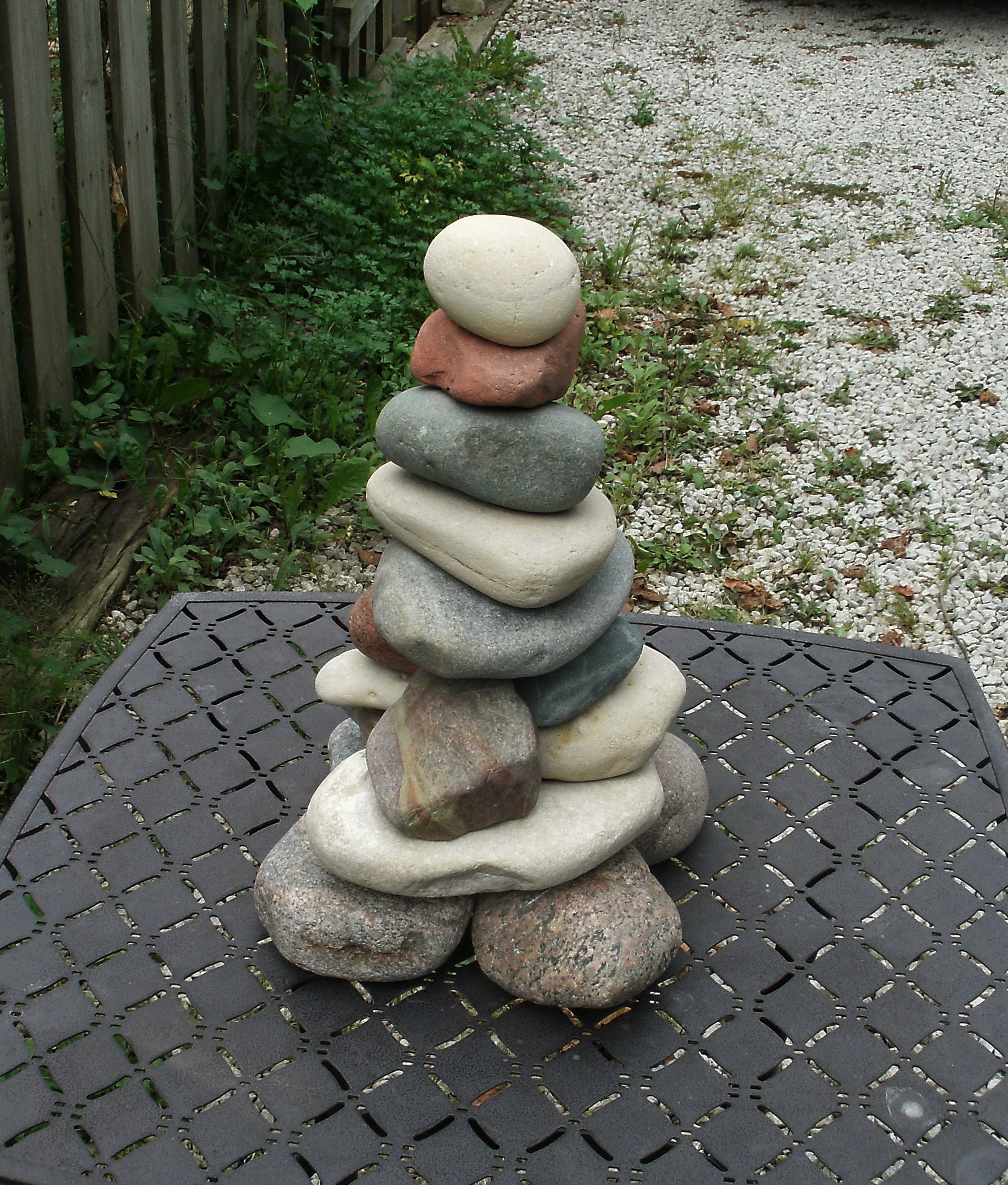 Garden Cairn, Lake Michigan Leelanau ReStackable Beach Stone Cairn Sculpture, Rock Cairn