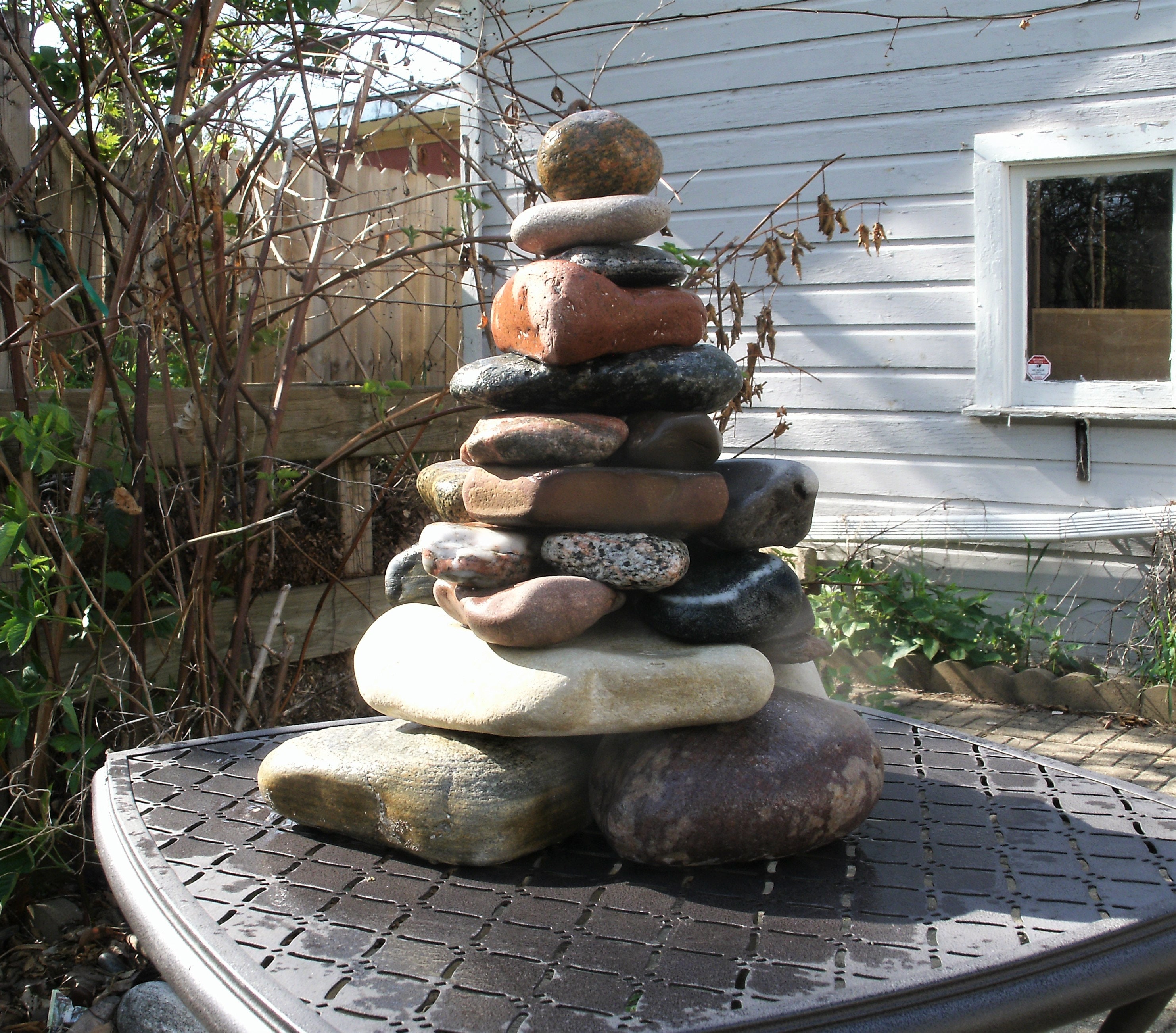 Garden Cairn, ReStackable Beach Stone Cairn Sculpture, Rock Cairn for Garden, Garden Statue