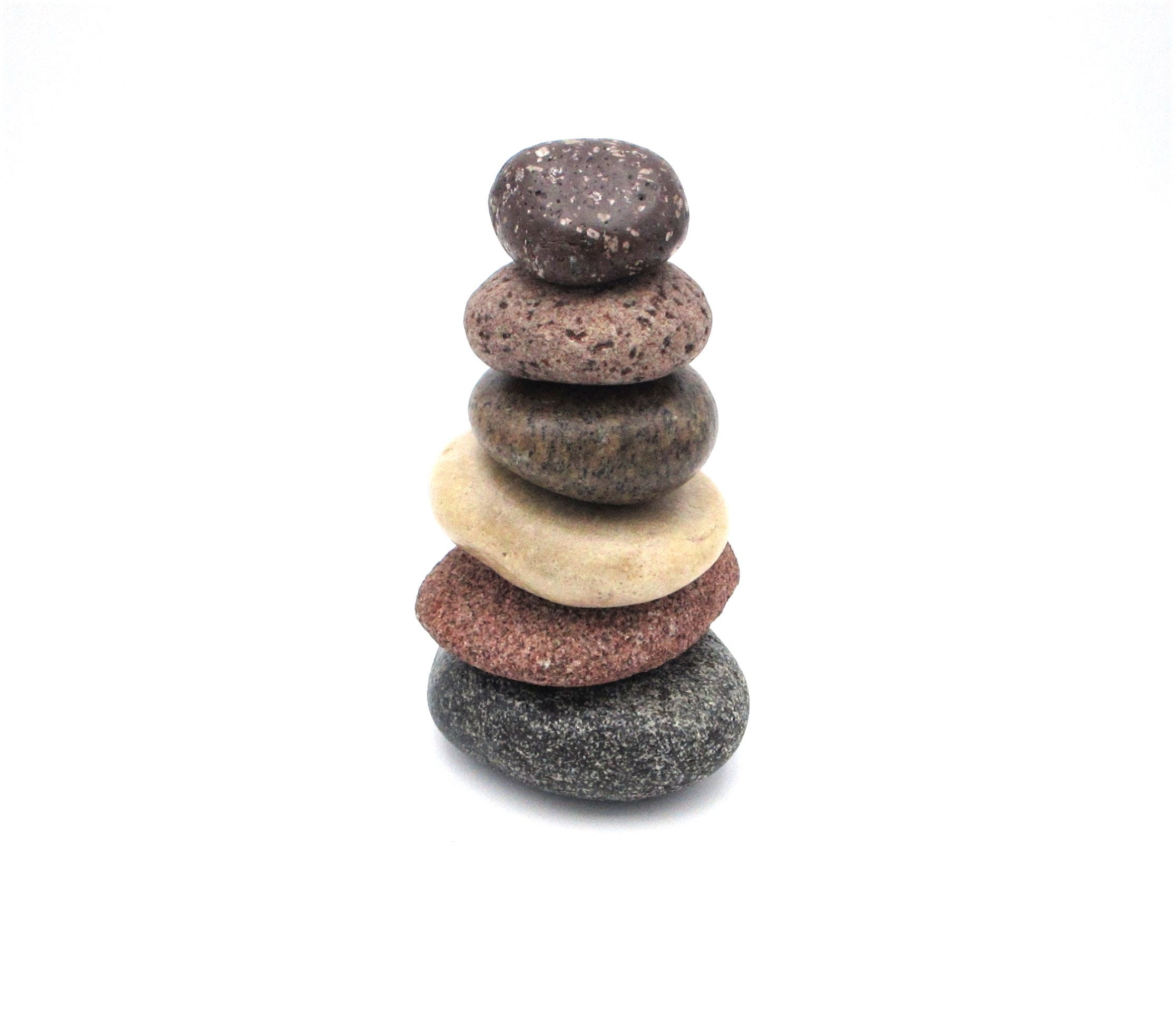 Rock Cairn for Home or Office, Pure Michigan Beach Stone Cairn 114, Natural Stone Stack Cairn