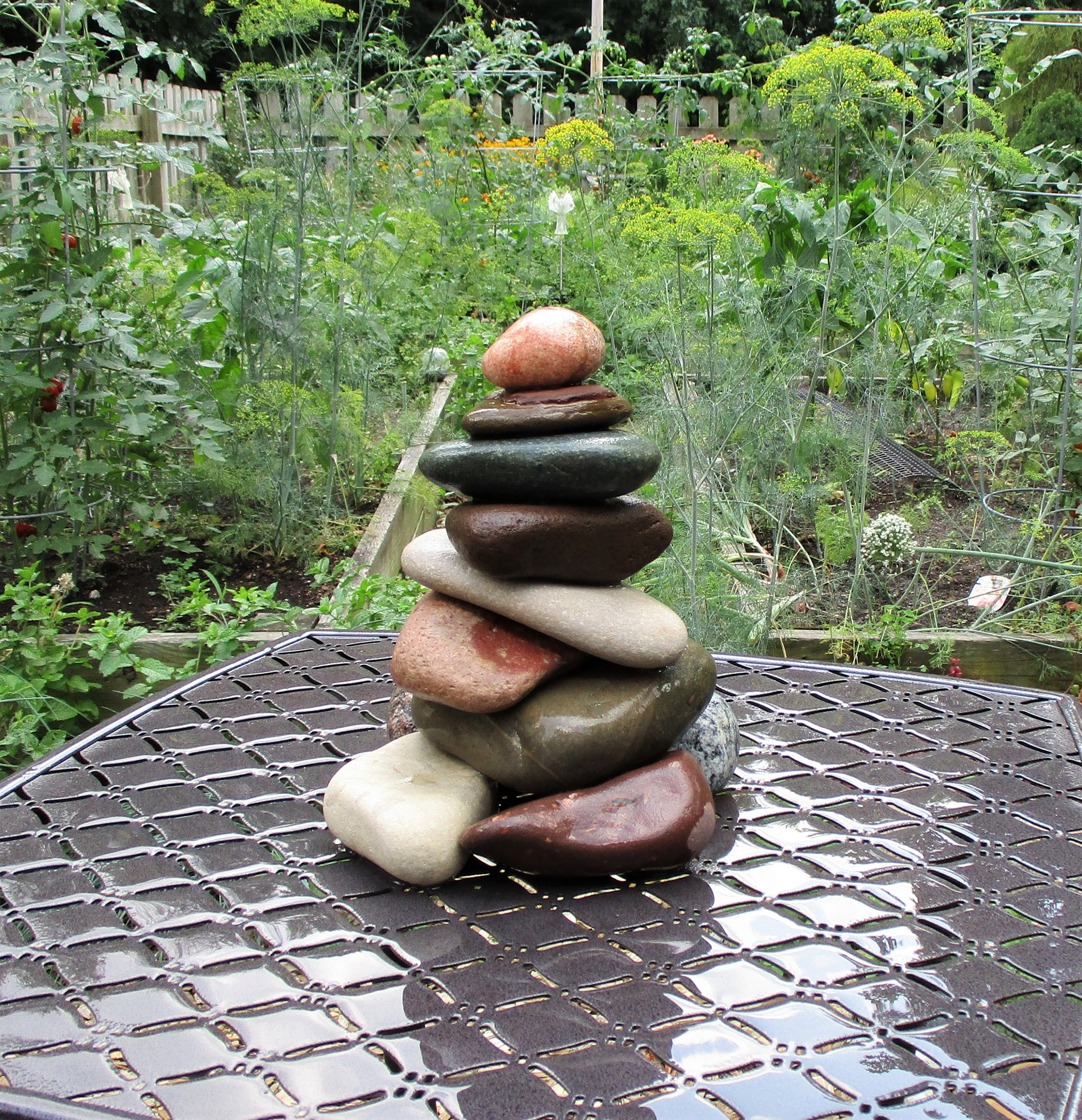 Large Rock Garden Cairn, ReStackable Beach Stone Cairn, Lake Michigan