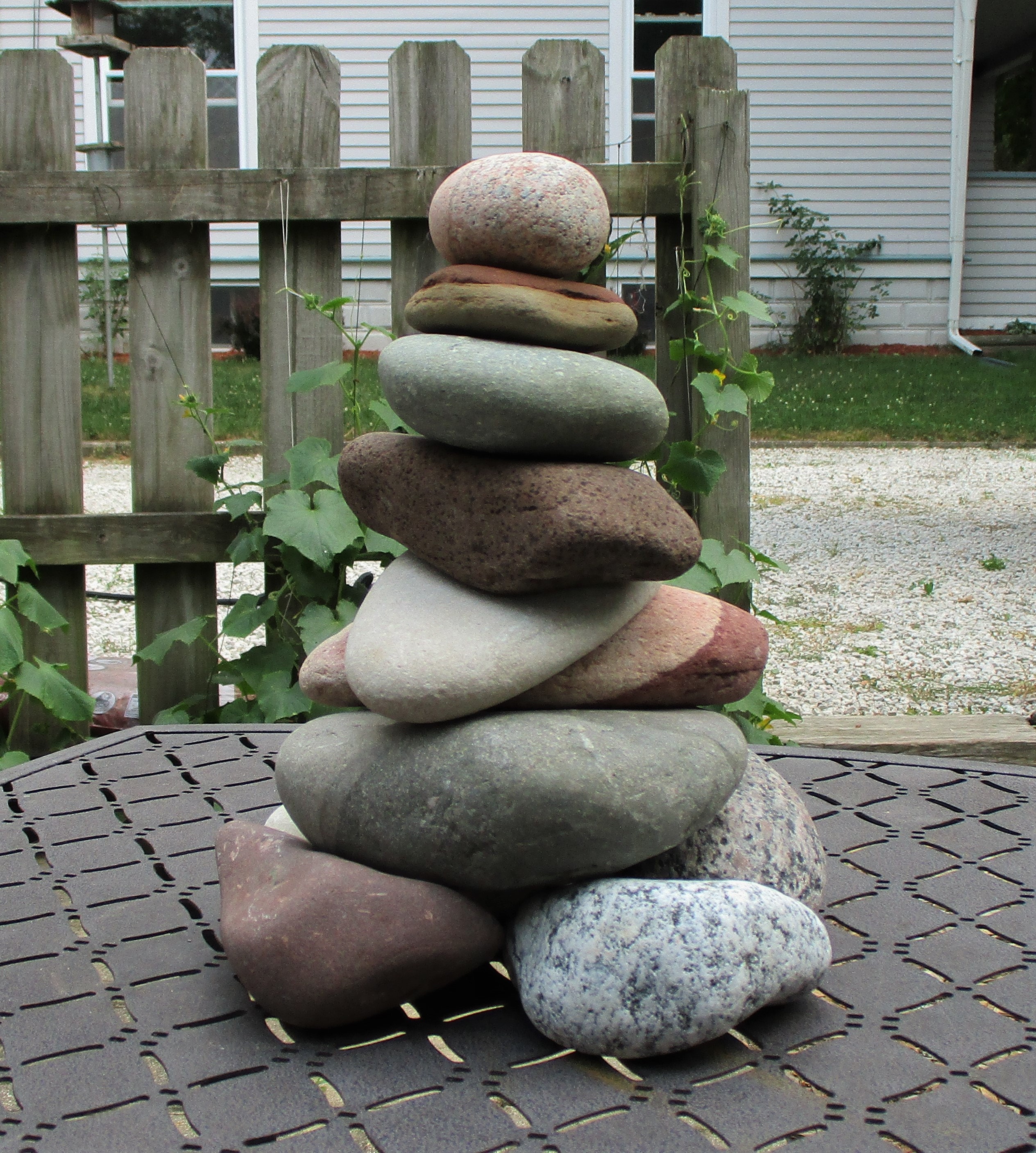Large Rock Garden Cairn, ReStackable Beach Stone Cairn, Lake Michigan and Lake Superior Rocks