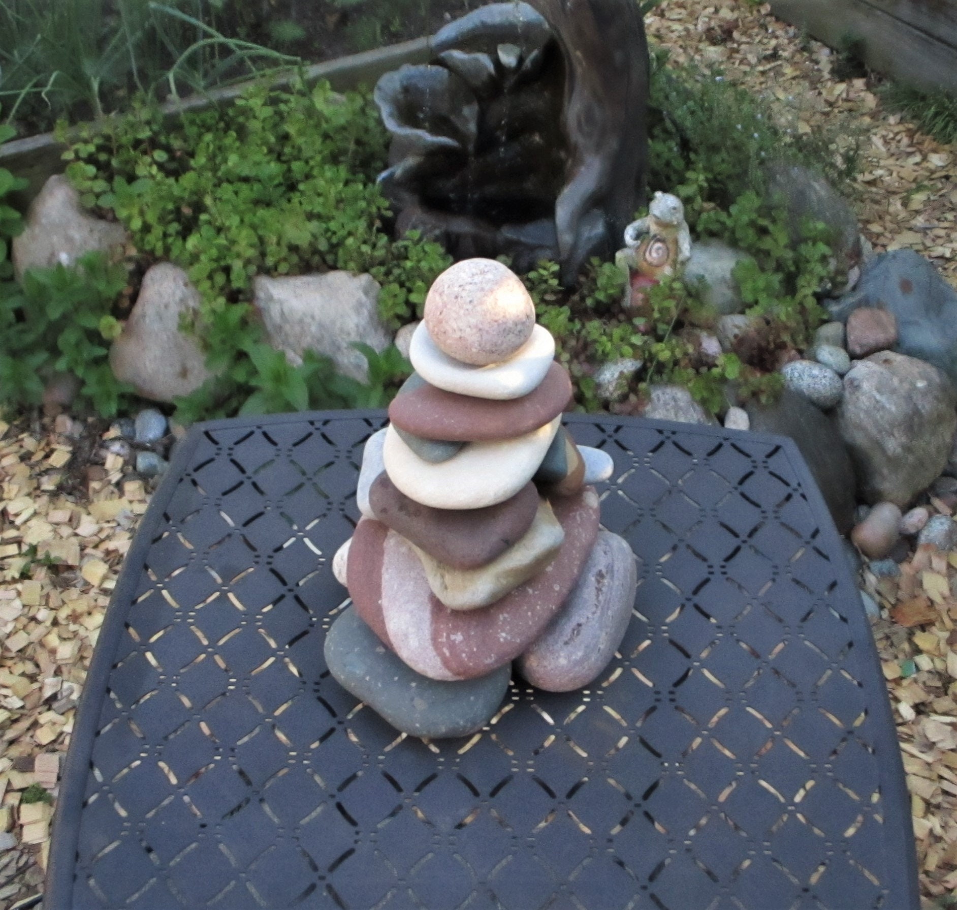 Garden Cairn, ReStackable Beach Stone Cairn Sculpture, Rock Cairn for