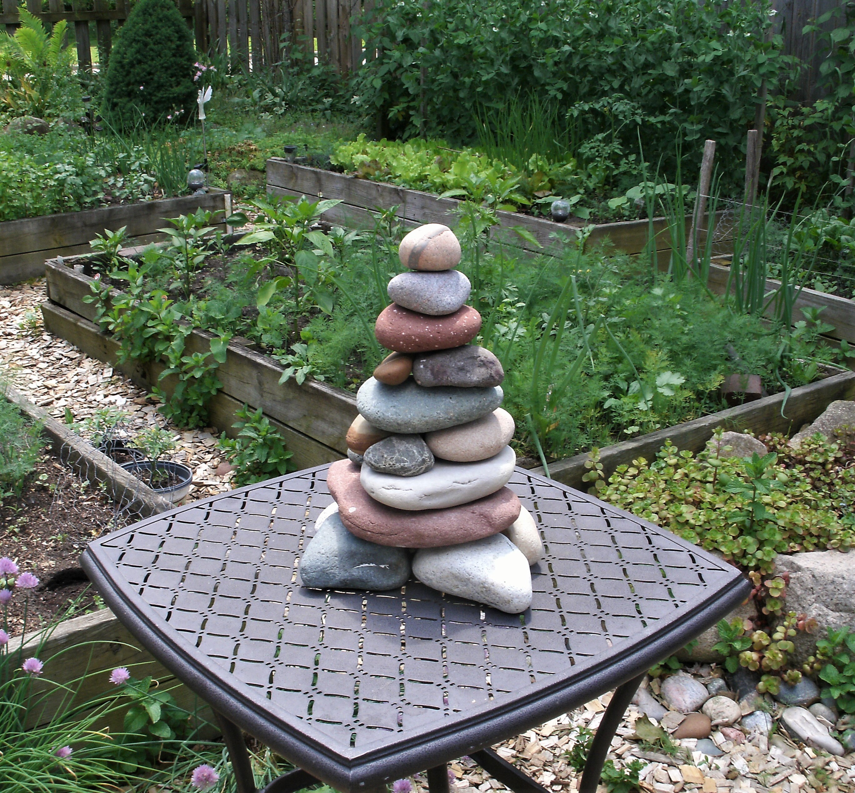 Garden Cairn, ReStackable Beach Stone Cairn Sculpture, Rock Cairn for