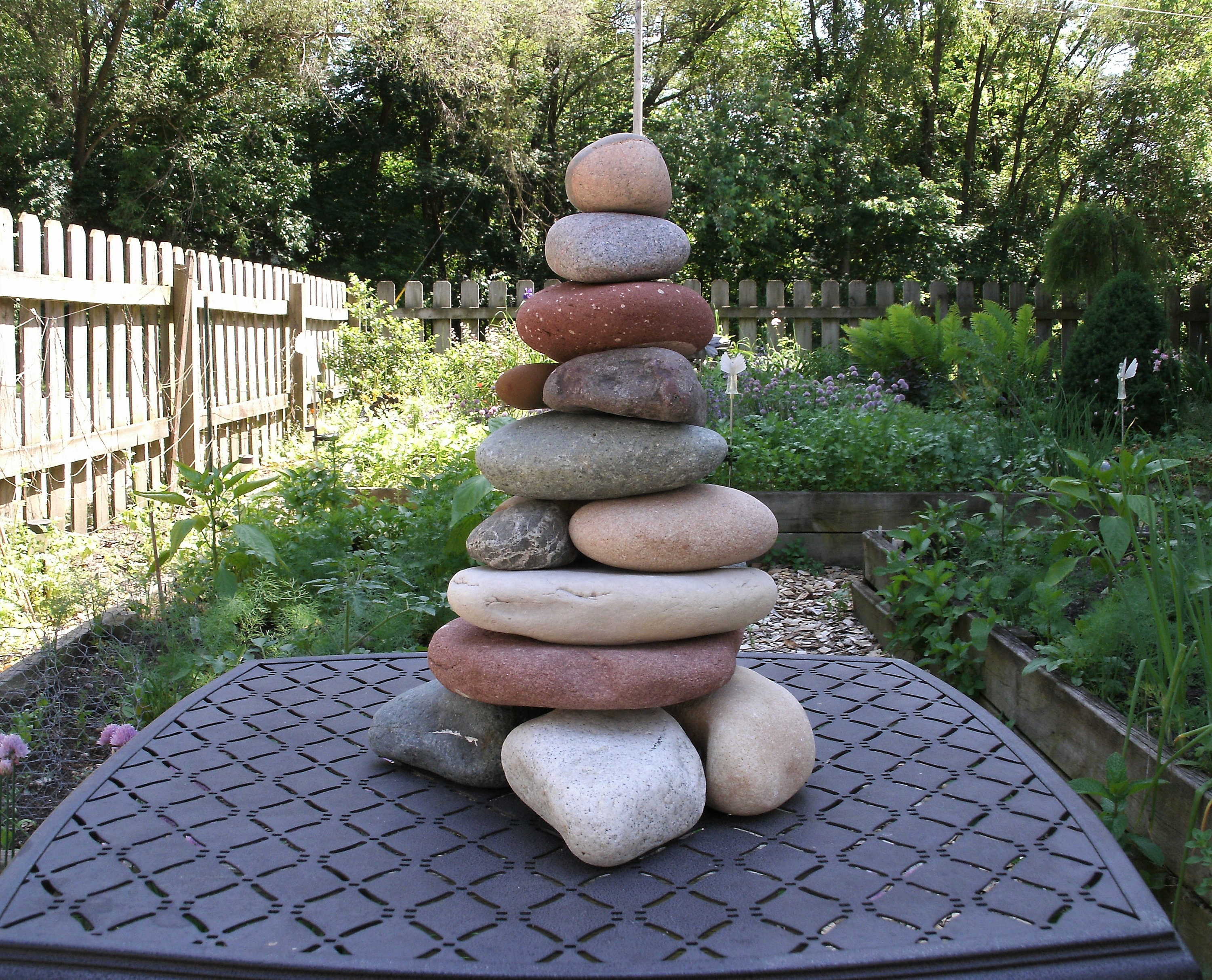 Garden Cairn, ReStackable Beach Stone Cairn Sculpture, Rock Cairn for
