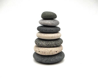 Tiny Zen Rock Cairn for Home or Office, Lake Michigan Beach Stone Mini Cairn #30, Natural and Sustainable Gift, Unique Nature Inspired Art