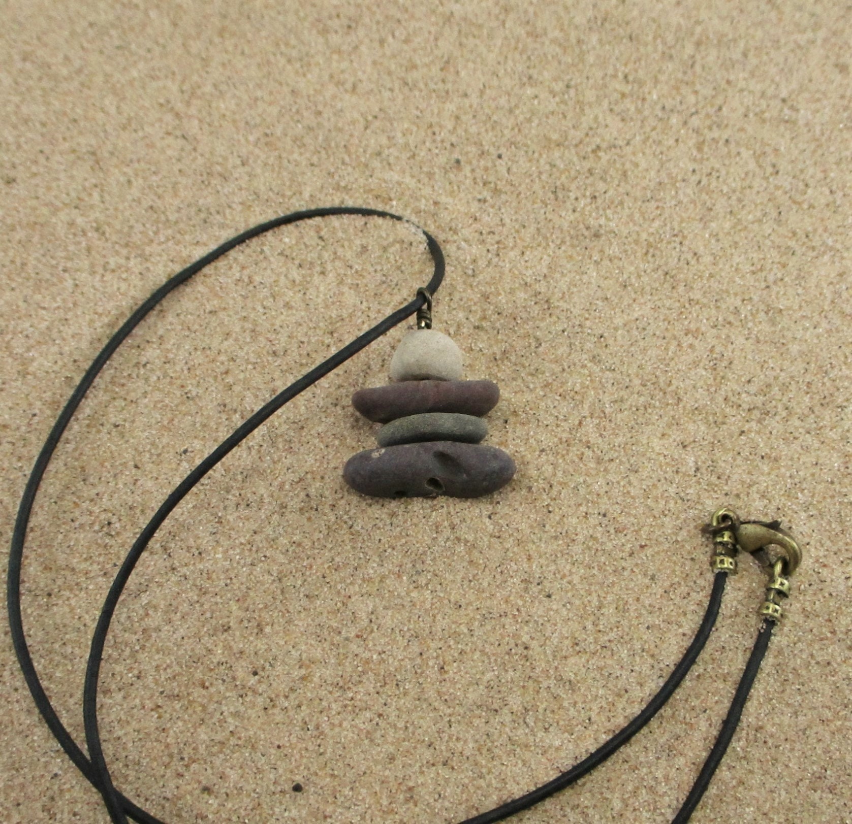 Inukshuk Stone Pendant from Lake Superior, Colorful Inukshuk Pebble
