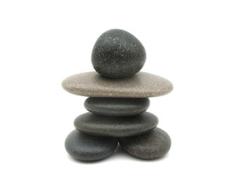 Handcrafted Inukshuk Stone Cairn - Lake Michigan Rock Man Art Figurine for Home or Office Decor - #135 in Series