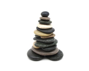 Small Lake Michigan Stone Cairn, Nature Inspired Pebble Art, Beach House Decor, Beach Rock Cairn #46 Mini, Balance Stones, Zen Style Art
