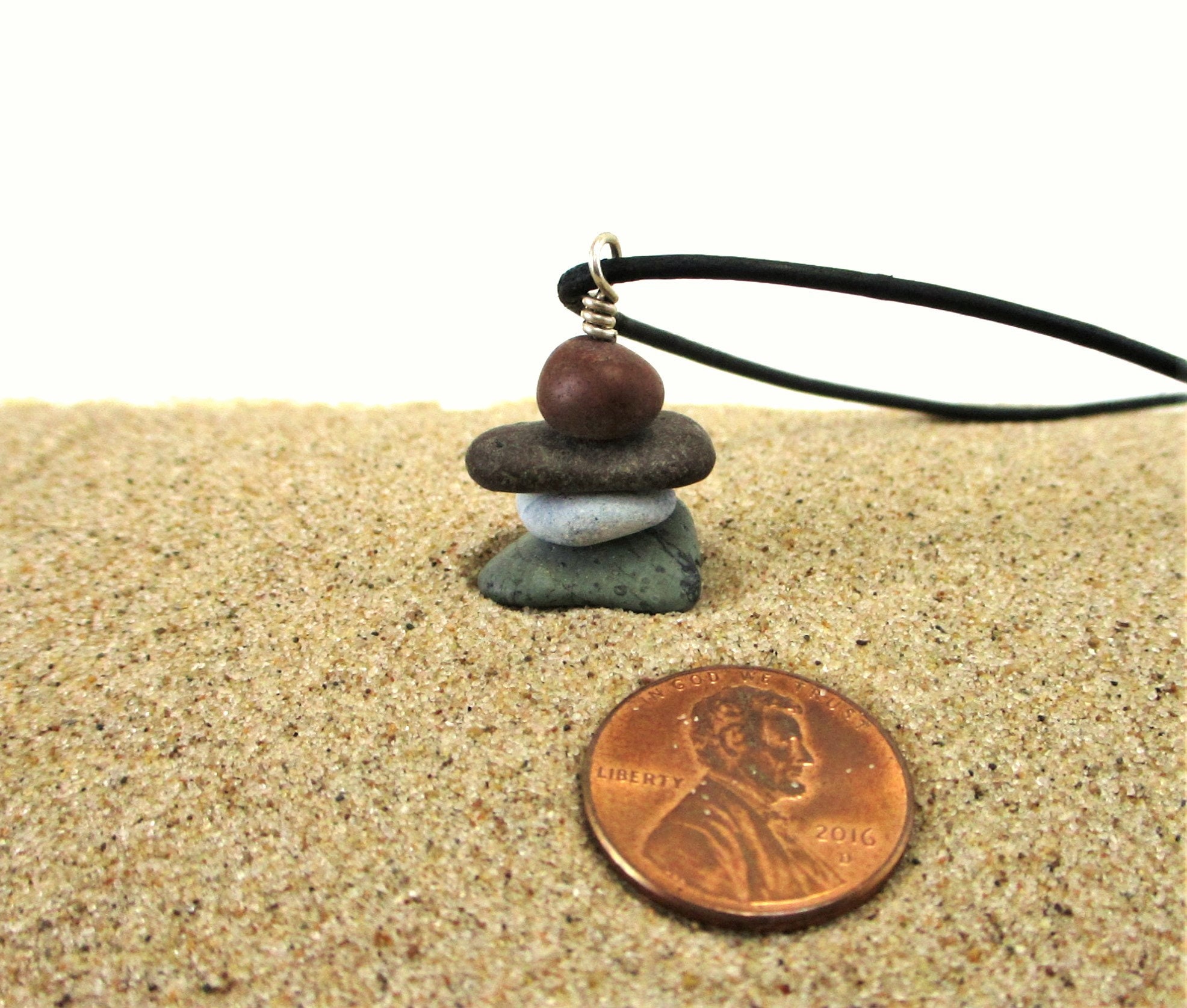 Inukshuk Pendant Necklace, Lake Superior Beach Stone Pebble Inuksuk
