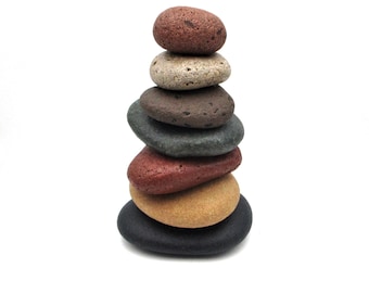 Colorful Rock Cairn Art, Large Lake Superior Beach Stone Cairn #104, Nature Inspired Decor for Home or Office, Unique Gift for Him