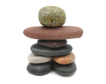 Inukshuk Rock Cairn Sculpture: Lake Superior & Michigan Stone Man Figurine - Nature-Inspired Art - #25 in Series