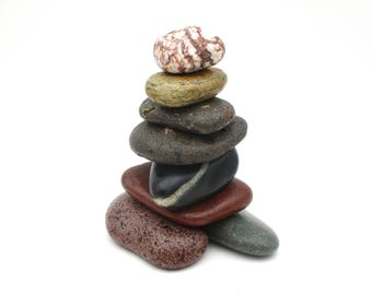 Lake Superior Stone Cairn Trail Marker #195, Colorful and Unique Natural Office and Desk Art,  Gift for Him, Informational Card Included
