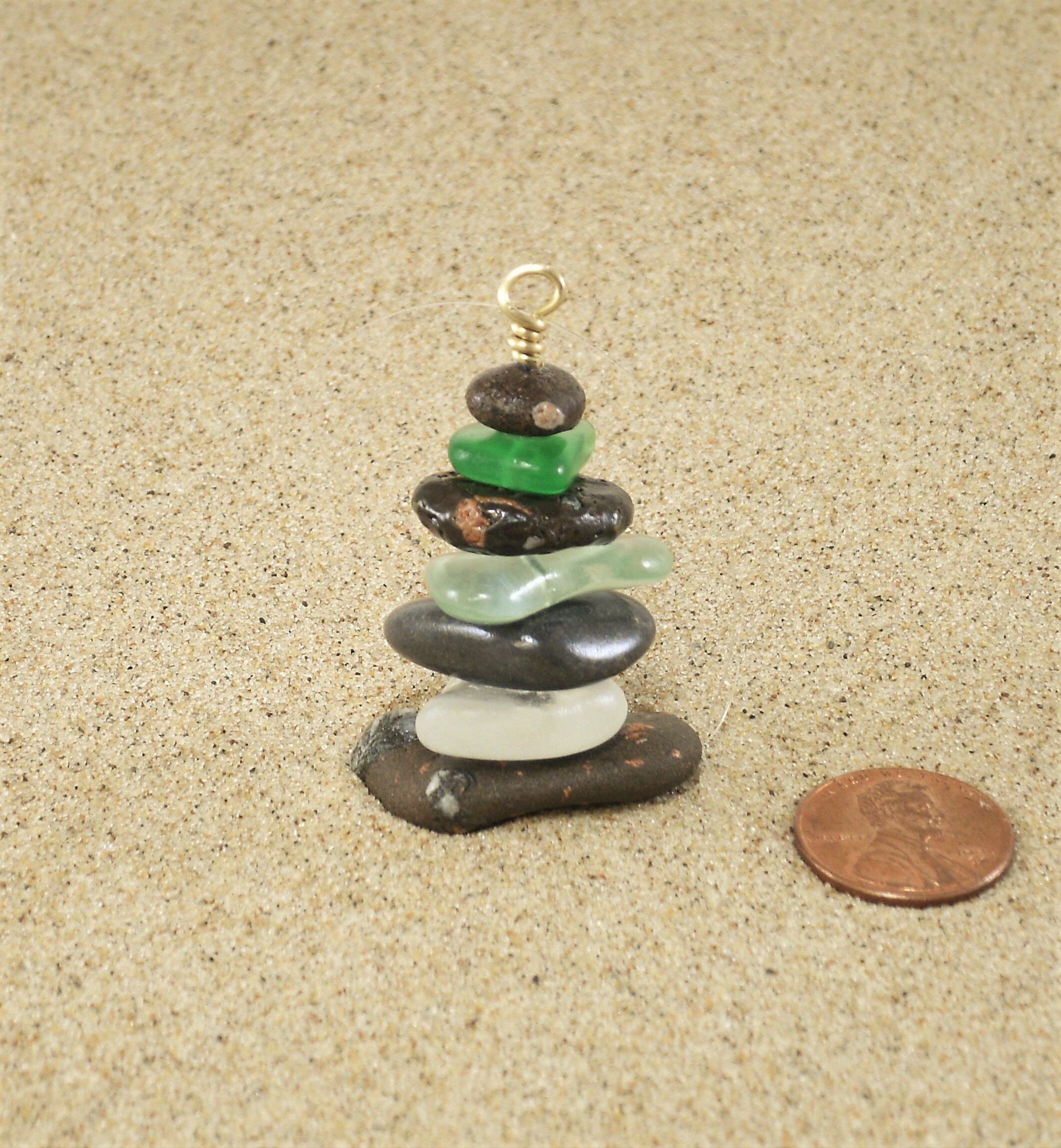 Lake Superior Stone and Beach Glass Christmas Ornament, Lake Superior
