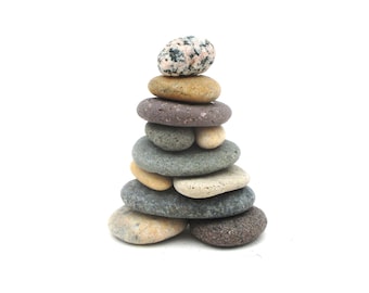 Rock Cairn from Lake Michigan and Superior - Miniature Beach Stone Sculpture - #125 in Series