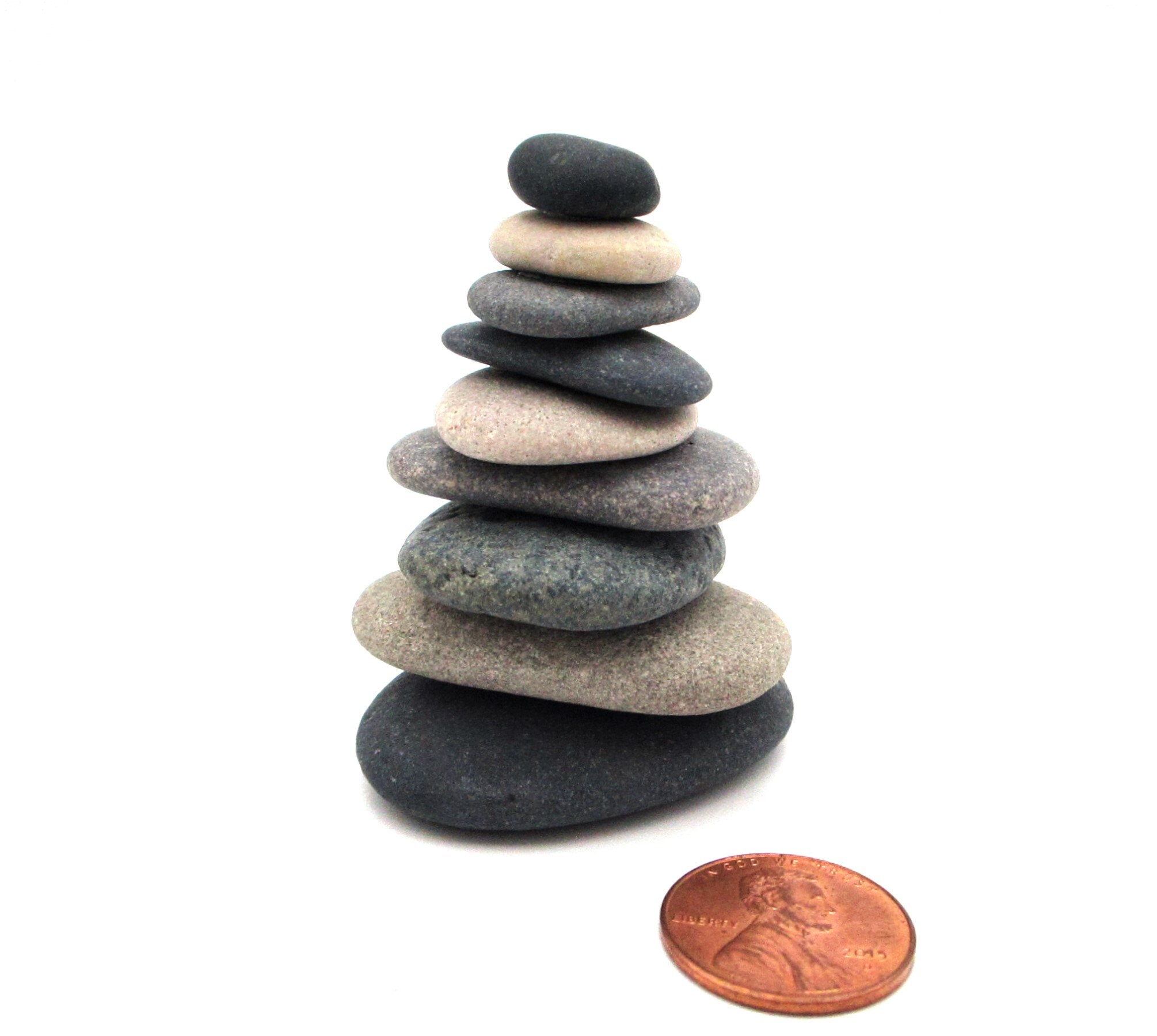 Small Pebble Beach Stone Cairn, Natural Lake Michigan Rock Cairn Marker 522, Unique Stacked