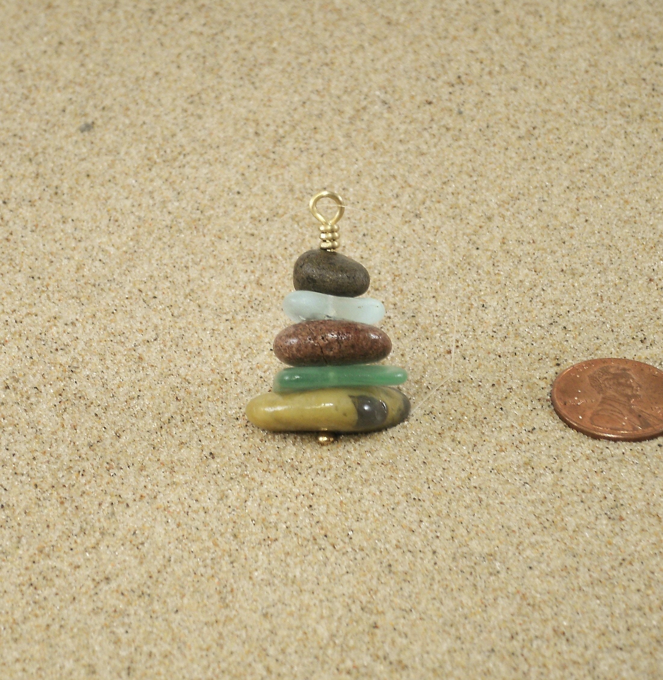 Lake Superior Stone and Beach Glass Christmas Ornament, Lake Superior