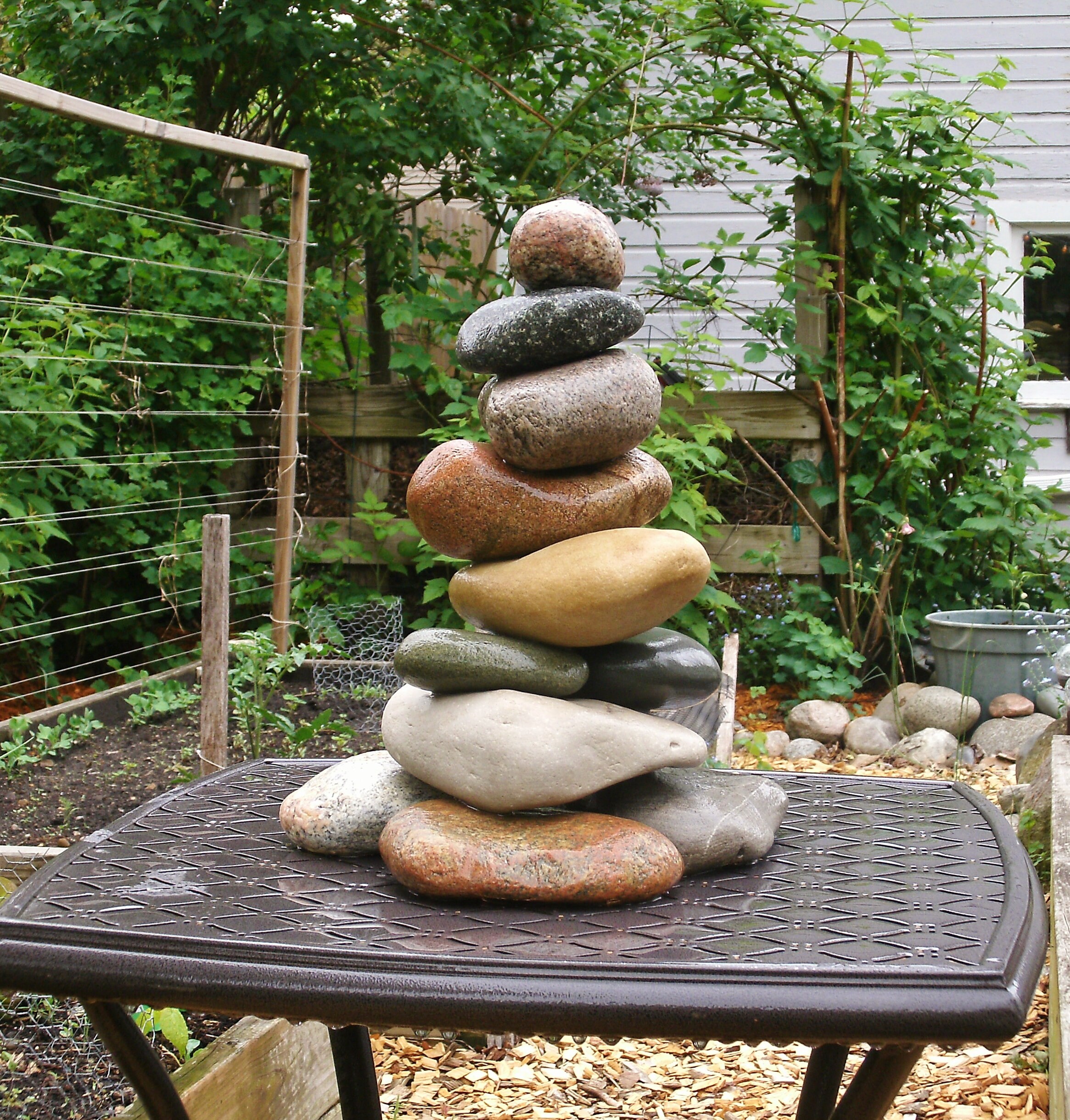 Garden Cairn, Lake Michigan Leelanau ReStackable Beach Stone Cairn Sculpture, Rock Cairn