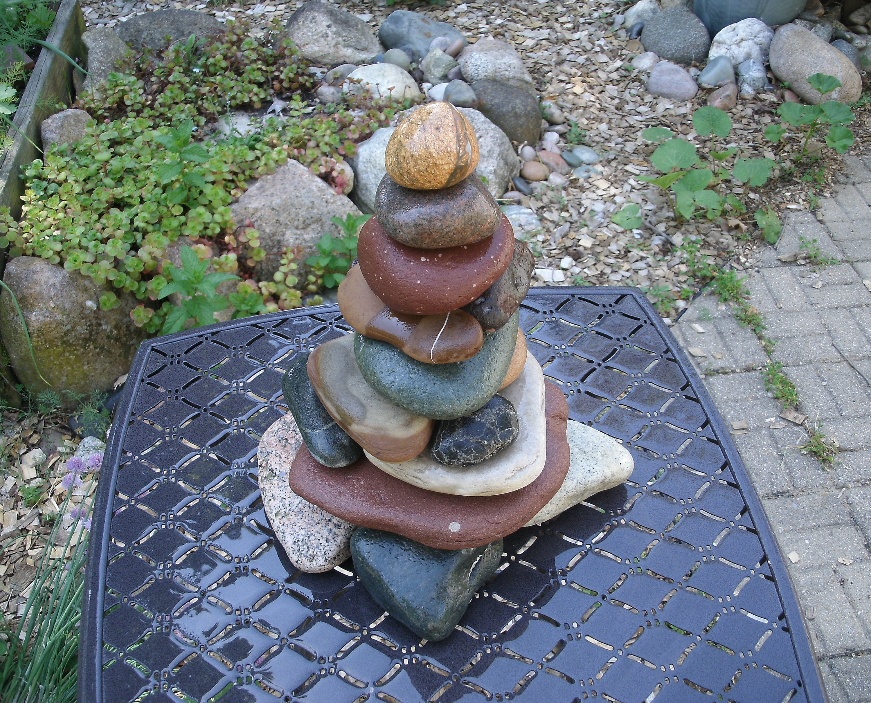 Garden Cairn, ReStackable Beach Stone Cairn Sculpture, Rock Cairn for