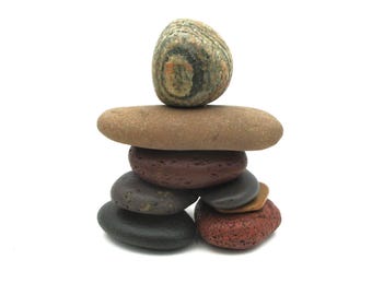 Inukshuk Rock Cairn from Lake Superior and Lake Michigan #65,  Stone Man Sculpture, Inuksuk Style Cairn, Steinmann Rock Man Figurine