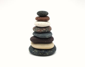 Small Re-Stackable Beach Stone Cairn for Office Desk, Meditative Stress Relief, Lake Michigan & Superior Stacking Stones , Zen Meditation